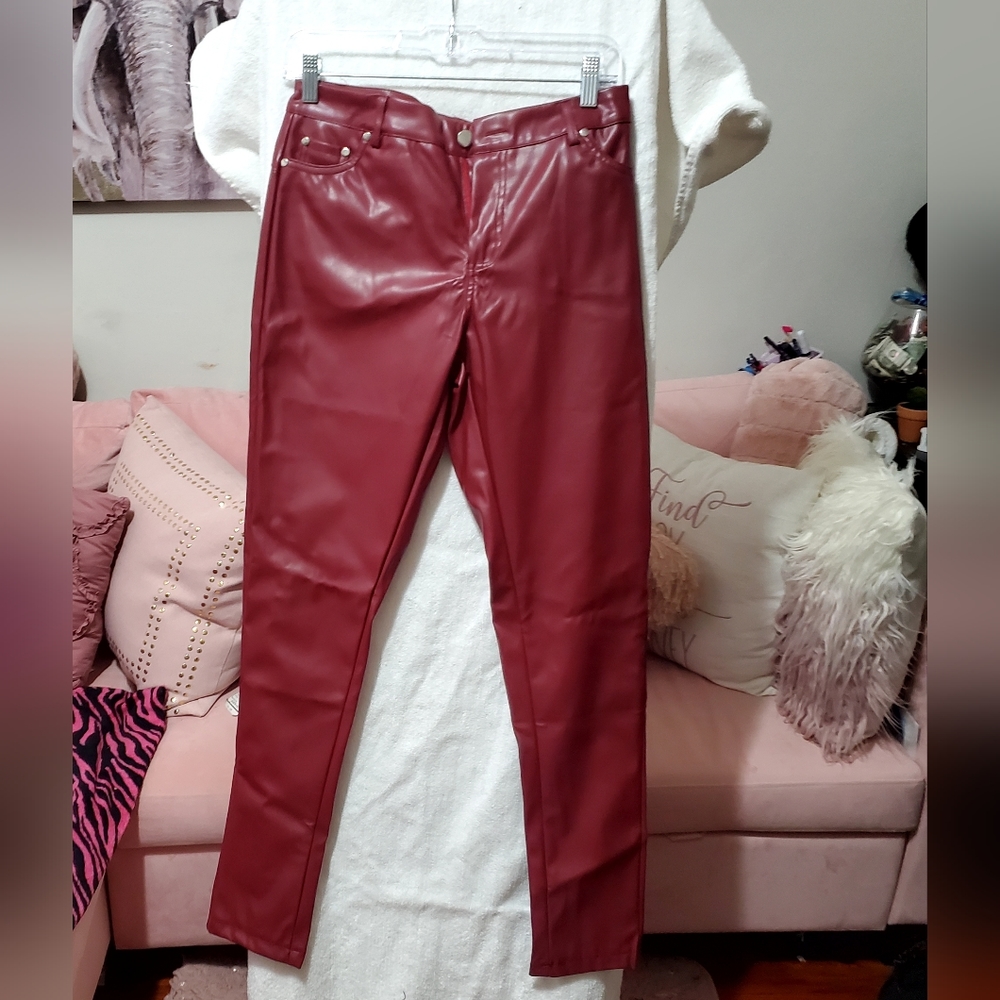 Faux leather pants